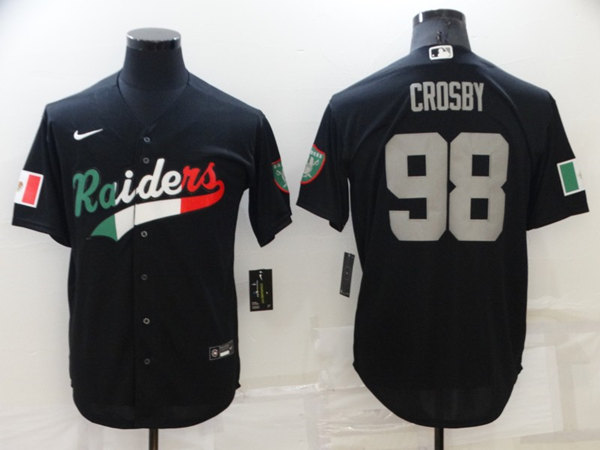 Men's Las Vegas Raiders #98 Maxx Crosby Black Mexico Stitched Jersey
